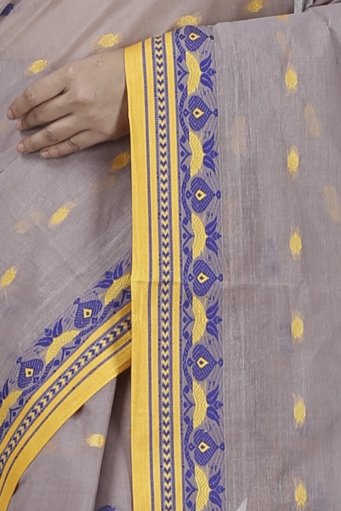 Light Brown Pure Cotton Uvra Tant Saree (1293)